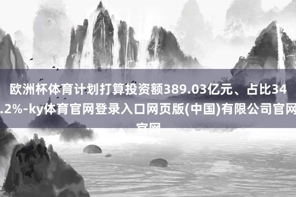 欧洲杯体育计划打算投资额389.03亿元、占比34.2%-ky体育官网登录入口网页版(中国)有限公司官网