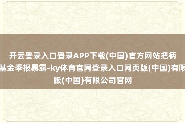 开云登录入口登录APP下载(中国)官方网站把柄最新一期基金季报暴露-ky体育官网登录入口网页版(中国)有限公司官网